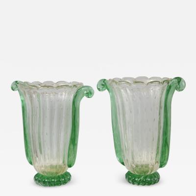  Seguso Pair of Large Murano Vases by Seguso