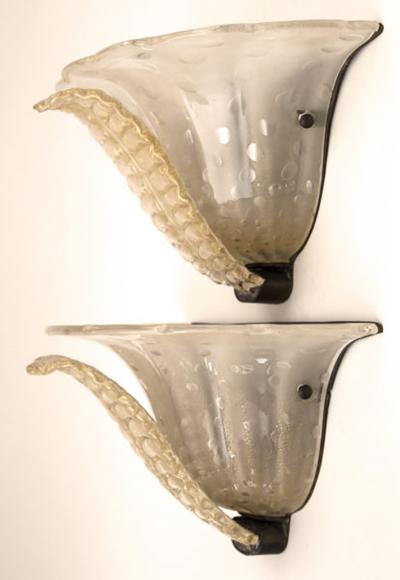  Seguso Pair of Vintage Wall Lights by Seguso