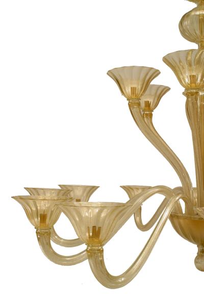  Seguso Seguso Italian Venetian Murano Sommerso Gold Glass Chandelier
