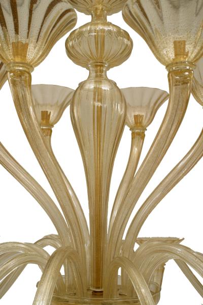  Seguso Seguso Italian Venetian Murano Sommerso Gold Glass Chandelier