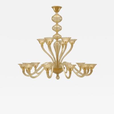  Seguso Seguso Italian Venetian Murano Sommerso Gold Glass Chandelier