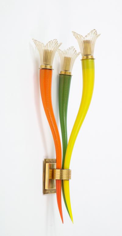  Seguso Seguso Murano Glass TriColor Sconces