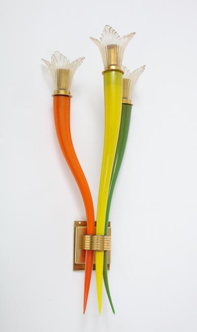  Seguso Seguso Murano Glass TriColor Sconces