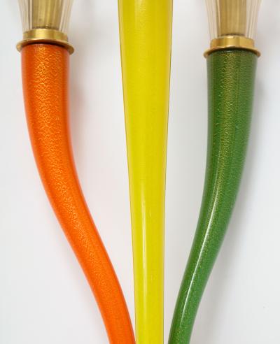  Seguso Seguso Murano Glass TriColor Sconces