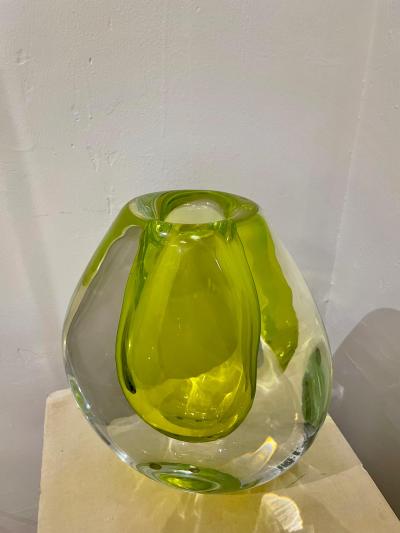  Seguso Seguso Vetri d Arte Large Seguso Vetri dArte Citron and Clear Murano Vase by Flavio Poli