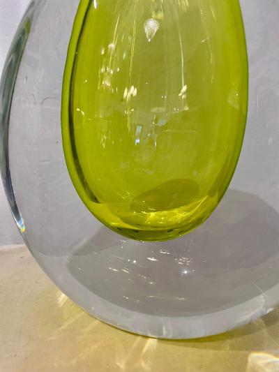  Seguso Seguso Vetri d Arte Large Seguso Vetri dArte Citron and Clear Murano Vase by Flavio Poli
