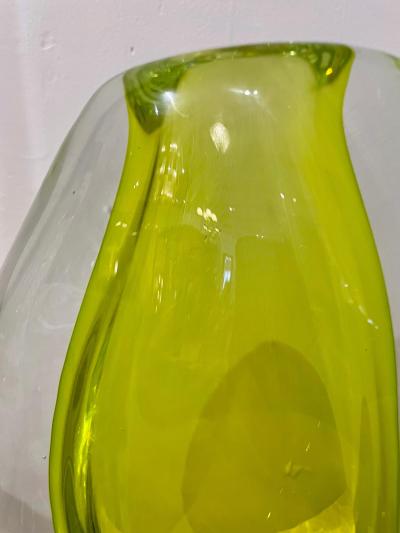  Seguso Seguso Vetri d Arte Large Seguso Vetri dArte Citron and Clear Murano Vase by Flavio Poli