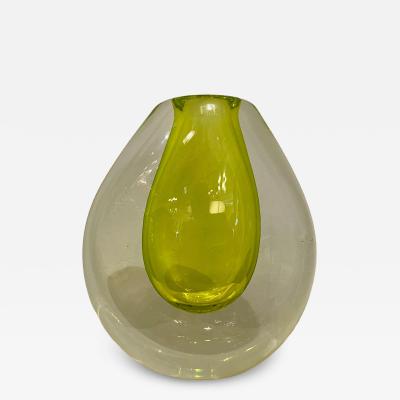  Seguso Seguso Vetri d Arte Large Seguso Vetri dArte Citron and Clear Murano Vase by Flavio Poli