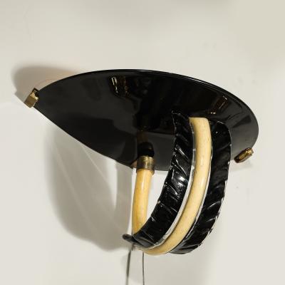  Seguso Seguso Vetri d Arte Mid Century Rare Hand Blown Murano Black Gold Acanthus Glass Sconces by Seguso