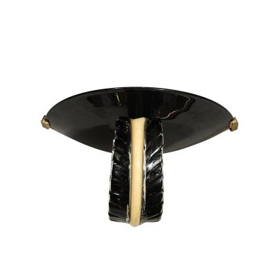  Seguso Seguso Vetri d Arte Mid Century Rare Hand Blown Murano Black Gold Acanthus Glass Sconces by Seguso