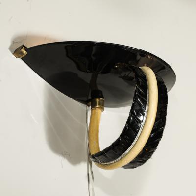  Seguso Seguso Vetri d Arte Mid Century Rare Hand Blown Murano Black Gold Acanthus Glass Sconces by Seguso