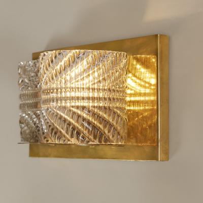  Seguso Seguso Vetri d Arte Pair of Italian 1950s Seguso Murano glass and brass wall lights