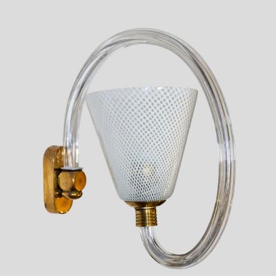  Seguso Seguso Vetri d Arte Pair of Italian design Reticello sconces late 1940 by Seguso