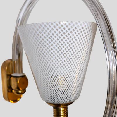  Seguso Seguso Vetri d Arte Pair of Italian design Reticello sconces late 1940 by Seguso