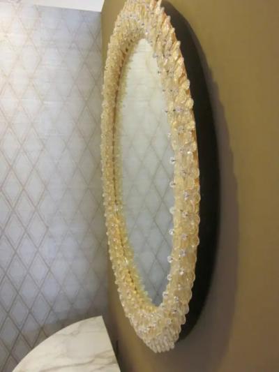  Seguso Seguso Vetri d Arte Pair of Large Floral Murano Glass Mirrors Attributed to Seguso