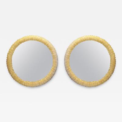  Seguso Seguso Vetri d Arte Pair of Large Floral Murano Glass Mirrors Attributed to Seguso