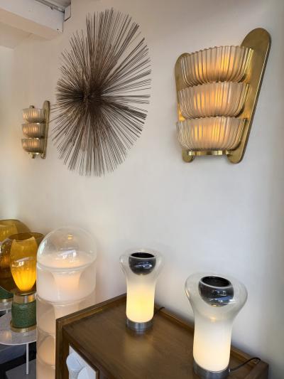  Seguso Seguso Vetri d Arte Pair of Sconces Brass and Glass by Seguso Italy 1940s