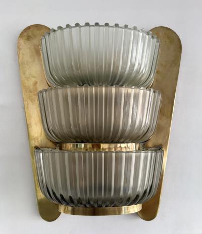  Seguso Seguso Vetri d Arte Pair of Sconces Brass and Glass by Seguso Italy 1940s