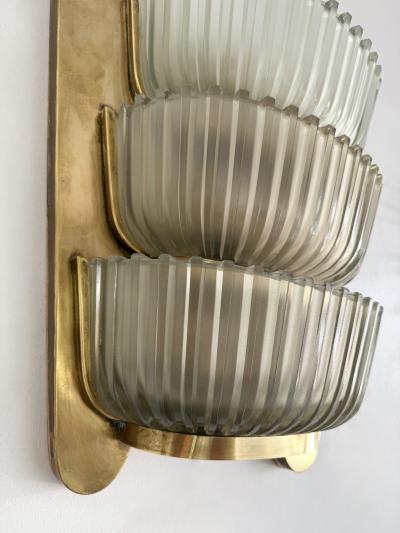  Seguso Seguso Vetri d Arte Pair of Sconces Brass and Glass by Seguso Italy 1940s