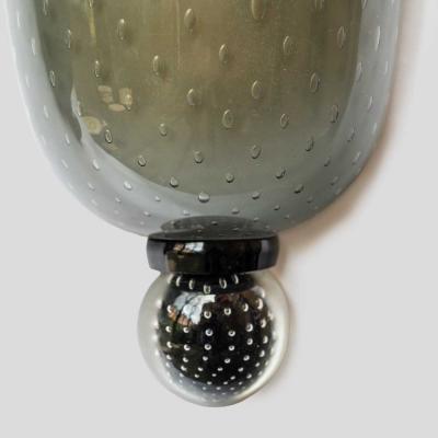  Seguso Seguso Vetri d Arte Pair of smoke grey glass wall lights Seguso attributed design