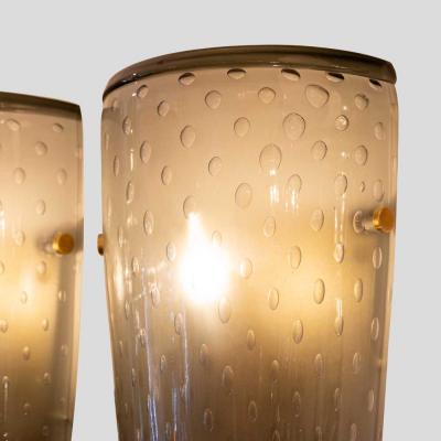  Seguso Seguso Vetri d Arte Pair of smoke grey glass wall lights Seguso attributed design