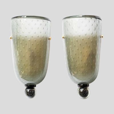  Seguso Seguso Vetri d Arte Pair of smoke grey glass wall lights Seguso attributed design