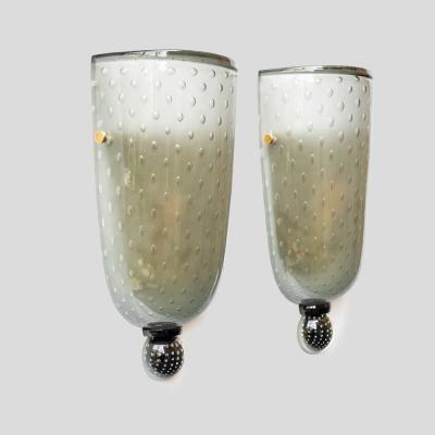  Seguso Seguso Vetri d Arte Pair of smoke grey glass wall lights Seguso attributed design