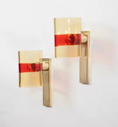  Seguso Seguso Vetri d Arte Rare pair of Flavio Poli wall lights for Seguso