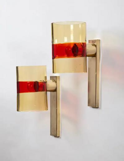  Seguso Seguso Vetri d Arte Rare pair of Flavio Poli wall lights for Seguso