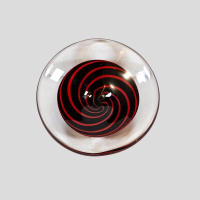  Seguso Seguso Vetri d Arte Red black Spiral bowl By Arak for Seguso Vetri d Arte