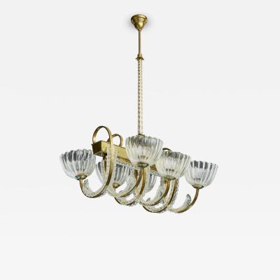  Seguso Seguso Vetri d Arte Seguso Attribution Chandelier with Brass and Glass Italy 1940s