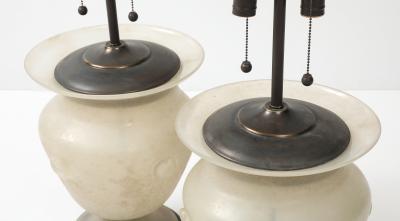  Seguso Seguso Vetri d Arte Seguso Ivory Scavo Murano Glass Urn Lamps