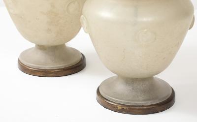  Seguso Seguso Vetri d Arte Seguso Ivory Scavo Murano Glass Urn Lamps