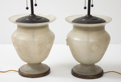  Seguso Seguso Vetri d Arte Seguso Ivory Scavo Murano Glass Urn Lamps