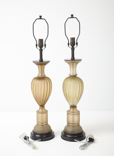 Seguso Seguso Vetri d Arte Seguso Scavo Amber Bronze Lamps