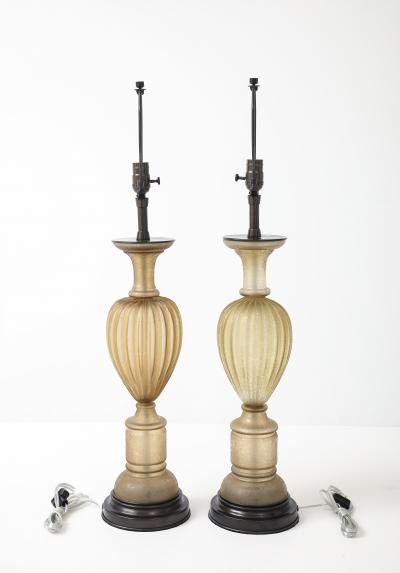  Seguso Seguso Vetri d Arte Seguso Scavo Amber Bronze Lamps