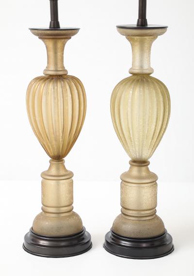  Seguso Seguso Vetri d Arte Seguso Scavo Amber Bronze Lamps