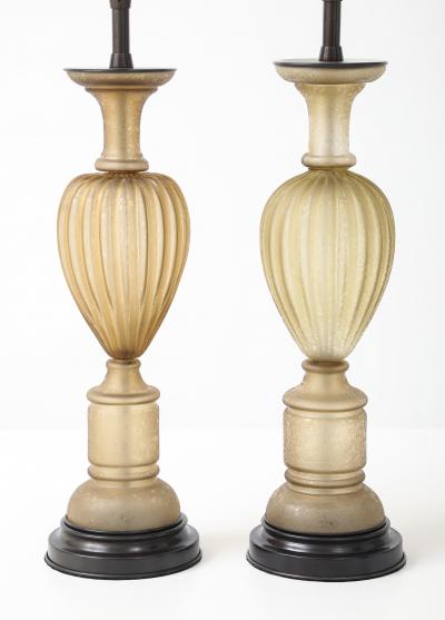  Seguso Seguso Vetri d Arte Seguso Scavo Amber Bronze Lamps