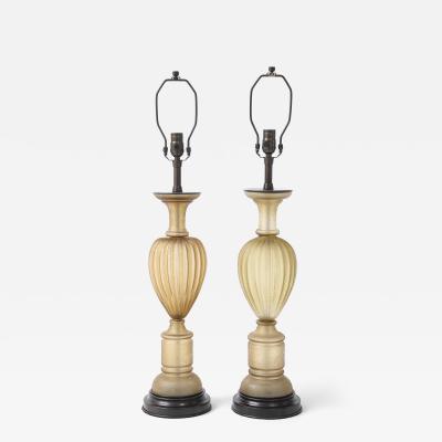  Seguso Seguso Vetri d Arte Seguso Scavo Amber Bronze Lamps