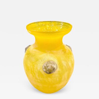  Seguso Seguso Vetri d Arte Seguso Style Italian Art Deco Style Vintage Lemon Yellow Scavo Murano Glass Vase