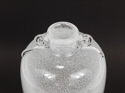  Seguso Seguso Vetri d Arte Seguso Vetri d Arte Pulegoso Bubble Vase with Handles Murano Italy 1950s