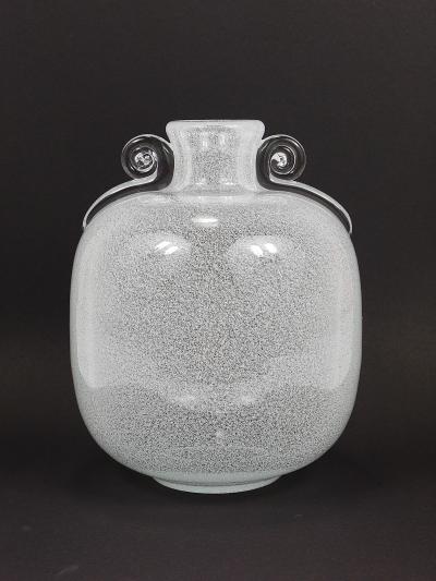 Seguso Seguso Vetri d Arte Seguso Vetri d Arte Pulegoso Bubble Vase with Handles Murano Italy 1950s