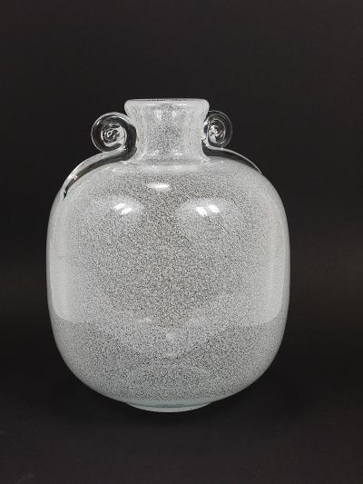  Seguso Seguso Vetri d Arte Seguso Vetri d Arte Pulegoso Bubble Vase with Handles Murano Italy 1950s