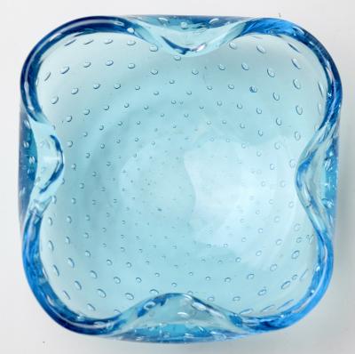  Seguso Seguso Vetri d Arte Seguso Vetri dArte Flavio Poli Aquamarine Bullicante Bowl 1960 Italy