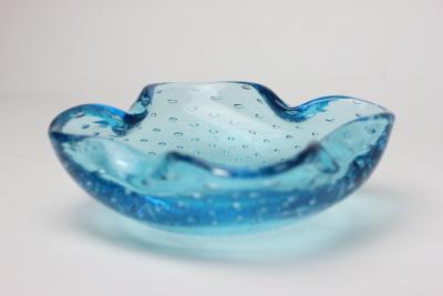  Seguso Seguso Vetri d Arte Seguso Vetri dArte Flavio Poli Aquamarine Bullicante Bowl 1960 Italy