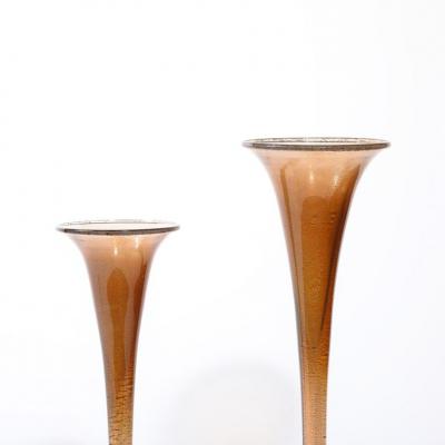  Seguso Seguso Vetri d Arte Staggered Hand Blown Smoked Bronze Murano Glass Vases by Seguso Vetri DArte