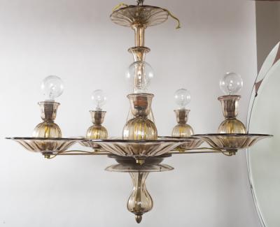  Seguso Small Vintage Tobacco Uplight Chandelier by Seguso