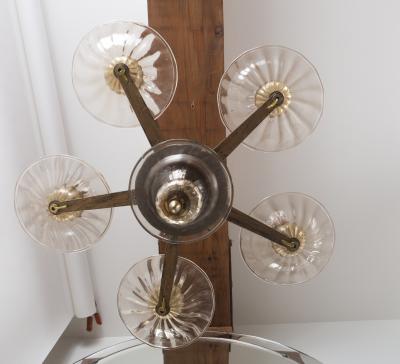  Seguso Small Vintage Tobacco Uplight Chandelier by Seguso