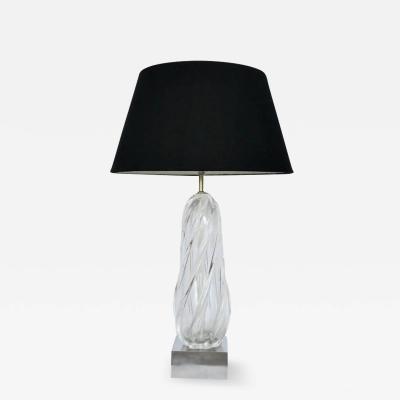  Seguso Tall Seguso Murano Glass Swirl Table Lamp