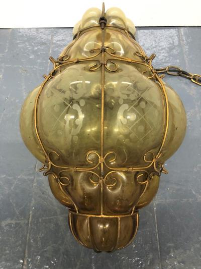  Seguso Verti d Arte Seguso Murano Hand Blown Cage Light Pendant